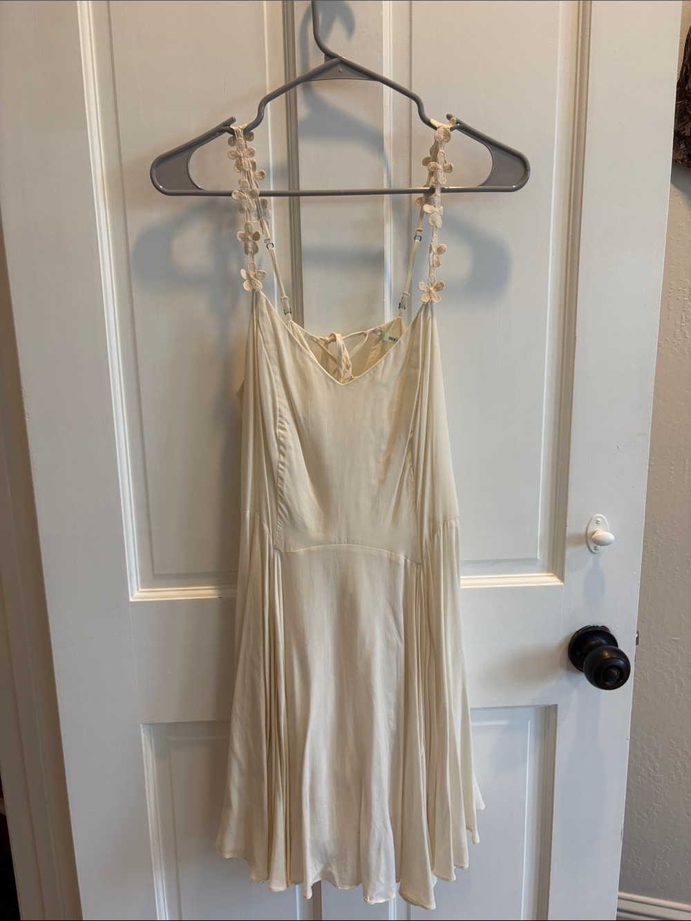 Kimchi Blue Cream Floral-Trim Slip Dress